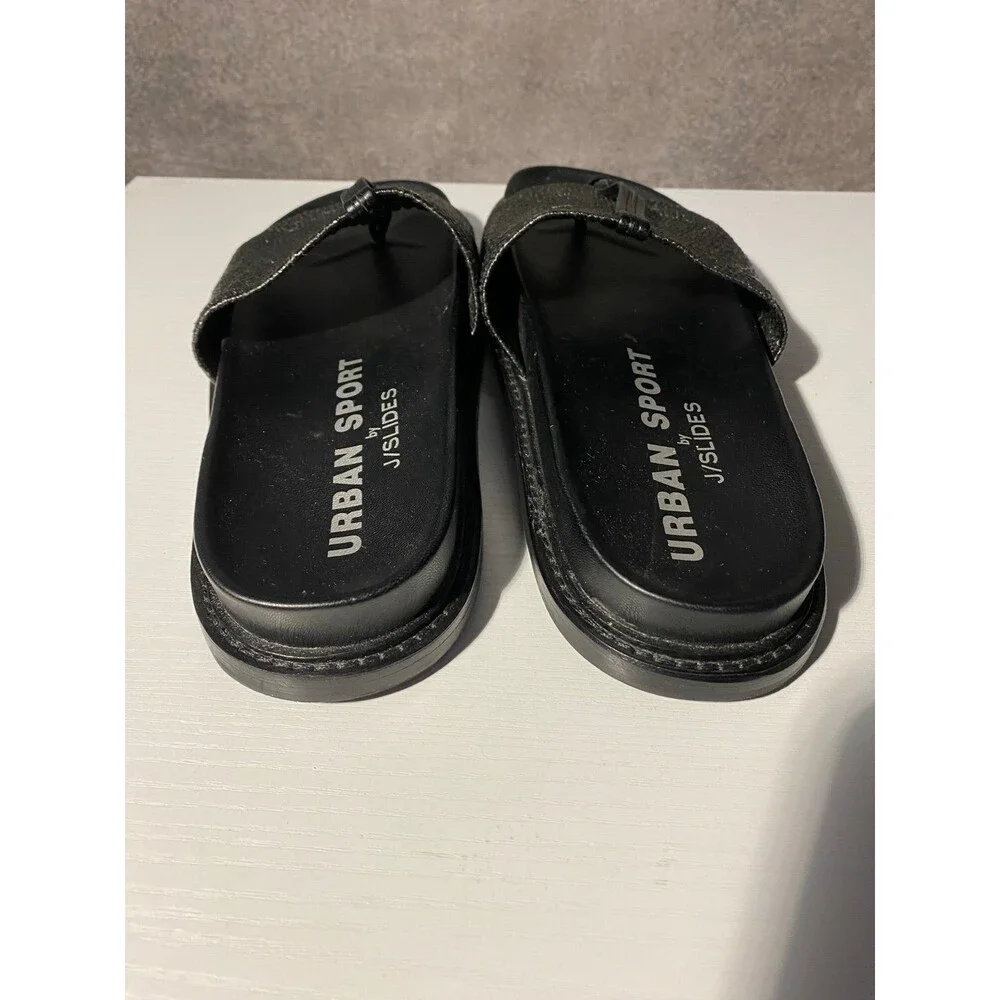 Urban Sport by J/Slides Black Woven Straw Raffia Thong Sandals Women’s Size 10 - Picture 5 of 7